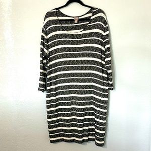Chicos Black White Striped Shift Dress Modal 3/XL/16